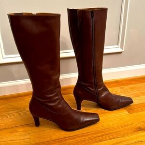 Brown Eddie Bauer Leather Tall Heeled Boots Size 11